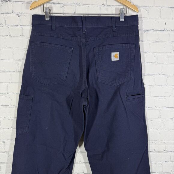 Carhartt Flame Resistant Jeans Men 34X32 Navy Blue Loose Fit Denim Carpenter - Picture 9 of 16